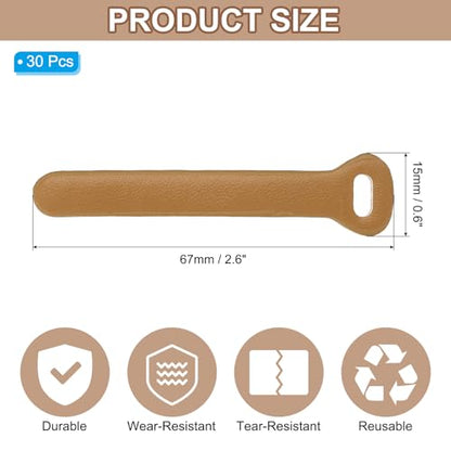PATIKIL 30Pcs Leather Zipper Pull, 2.6" Replacement Zipper Puller Extender Backpack Luggage Sliders for Handbags Suitcases Bags Wallets Jackets Coats Pull Tabs, Light Khaki - color: Light Khaki