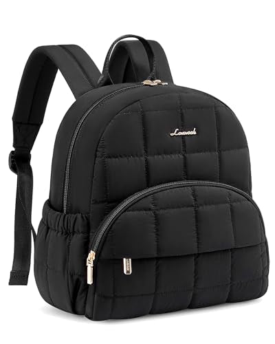 LOVEVOOK Small Backpack Purse for Women, Mini Puffer Backpack with Anti-theft Pocket, Lightweight Quilted Casual Daypack for Daily Work & Travel - color: Black, size: Large