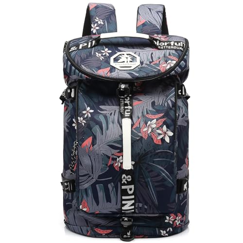 gym duffel bag backpack wrestling bag with shoe compartment 4 kinds of back method waterproof sports walking laptop - color: A-floral Blue