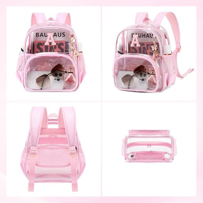 PIG PIG GIRL Clear Backpacks for Stadium Events Approved 12×6×12 Clear Bookbag for Women Mini Transparent Letter Back Pack, Pink, Letter-A - color: Pink, style: A
