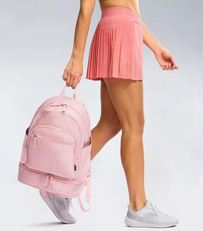 Uselike Gym Backpack for Women Men, Lightweight Gym Bag with Shoe Compartment, Waterproof Workout Backpack with Wet Pocket - color: Pink