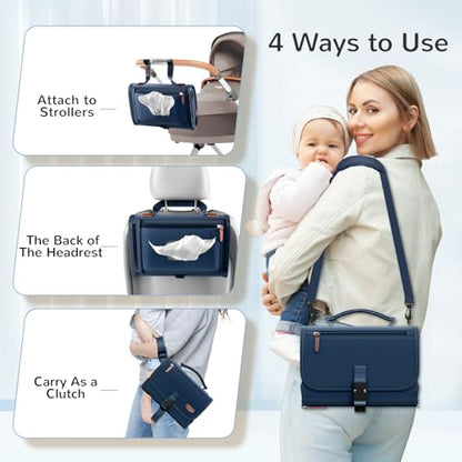 Portable Diaper Changing Pad with Shoulder Strap, Detachable Travel Changing Pad with Baby Wipes Pocket, Gifts for Baby Shower, Newborn Girls and Boys (Royal Blue) - color: Royal Blue