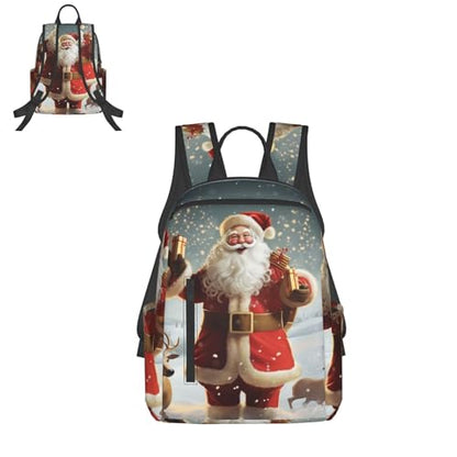 Travel Backpack for Women Men Christmas Santa Claus Daypack 15 inch Lightweight Computer Bag Casual Back Pack - color: Christmas Santa Claus