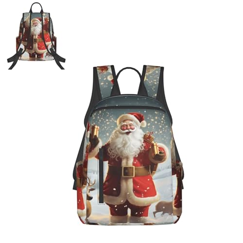 Travel Backpack for Women Men Christmas Santa Claus Daypack 15 inch Lightweight Computer Bag Casual Back Pack - color: Christmas Santa Claus