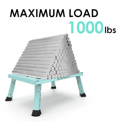 Adjustable Height Aluminum RV Step, Stable Foldable Platform Step Stool, Supports Up to 1,000 lb, Non-Slip Rubber Feet and Platform Mat, Easy to Carry (Green) - color: Green