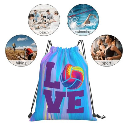 Love Volleyball Unisex Drawstring Backpack Bag Sport Gym Travel Swim Sackpack - color: Love Volleyball6