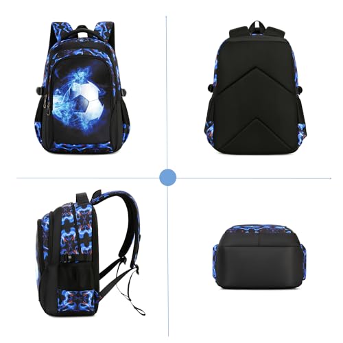 mezhsa Boys Backpack Kids Bookbag Durable Elementary Middle School Bags Soccer 18in (X-Blue) - color: X-blue