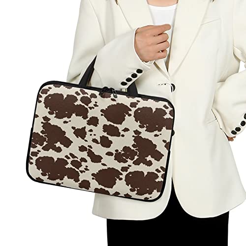 Cow Hide Print Brown Stripe Laptop Cases & Sleeves, Women's Computer Tote Bag for 10" 12" 13" 15" 17 inch Tablet/Notebook/Reader, Carrying Sleeve Handbag with Handle - color: Cow Hide Print Brown Stripe, size: 10 Inch