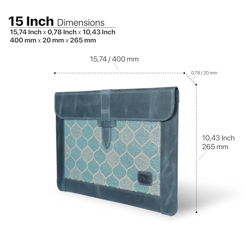 Londo Leather Sleeve Compatible with MacBook Pro 16 & MacBook Pro 15 Inch (M5, M4, M3, M2, M1, Pro, Max), Premium Top Grain Leather Laptop Bag, 2020 to 2026 Models - color: Blue, size: 15-16 inches