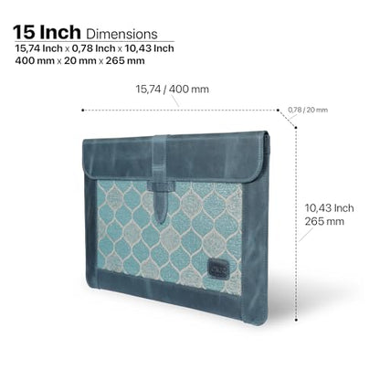Londo Leather Sleeve Compatible with MacBook Pro 16 & MacBook Pro 15 Inch (M5, M4, M3, M2, M1, Pro, Max), Premium Top Grain Leather Laptop Bag, 2020 to 2026 Models - color: Blue, size: 15-16 inches