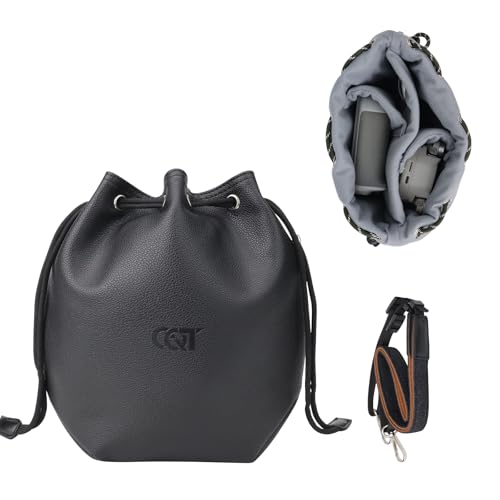 CQT Drawstring Osmo Action 6 5 4 pro 360 Mini 3 4 Pro Bag, Drone PU Crossbody shoulder Bag Pouch Handbag Waterproof Storage Bag for DJI Mavic MINI 4 3 PRO 2 SE 4K and NEO 2 Drone Accessories (Black) - color: Black