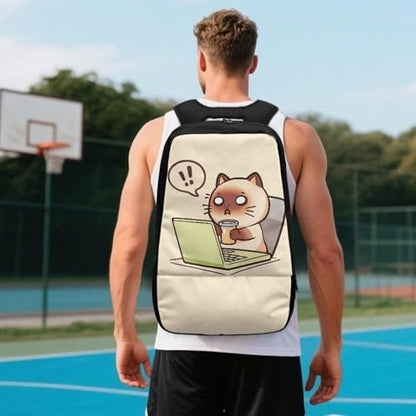 Basketball Backpack With Separate Ball Compartment And Shoes Fit Basketball Volleyball Football - color: Working Cat