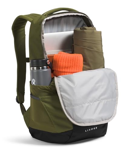 The North Face Lichen Daypack - Everyday Commuter Backpack, Laptop Sleeve, Water Bottle Pockets, Center Front Pouch, Woodland Green/TNF Black, One Size - color: Woodland Green/Tnf Black