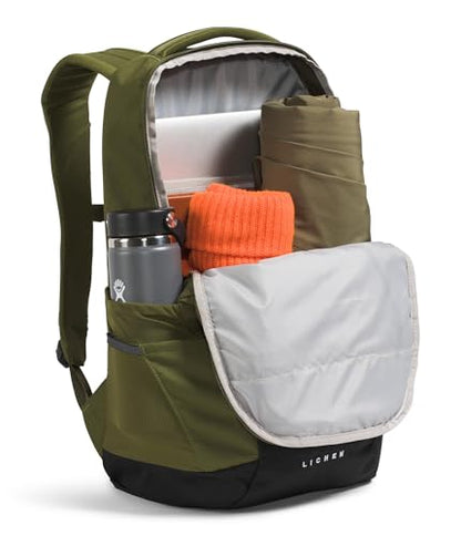 The North Face Lichen Daypack - Everyday Commuter Backpack, Laptop Sleeve, Water Bottle Pockets, Center Front Pouch, Woodland Green/TNF Black, One Size - color: Woodland Green/Tnf Black