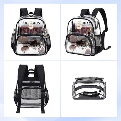 PIG PIG GIRL Clear Backpacks for Stadium Events Approved 12×6×12 Clear Bookbag for Women Mini Transparent Letter Back Pack, Black, Letter-S - color: Black, style: S
