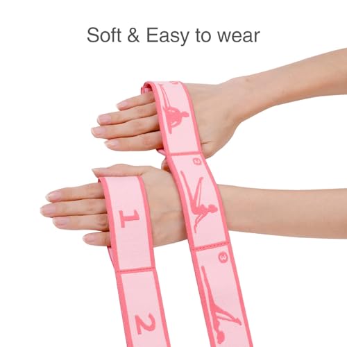 Adjustable Stretch Strap for Kids, 8-Loop Elastic Resistance Band for Children Gymnastics, Ballet Dance, Yoga, Stuff，Pilates & Flexibility Training, Home Exercise Equipment for Girls - color: Pink