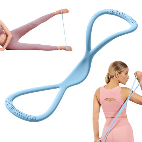 Resistance Bands, Figure 8 Fitness Resistance Band, Exercise Bands with Handles, Chest Expander Strap, Fullbody Yoga Pulling Rope, Stretching Equipment for Arm, Back - color: Bule 25lbs