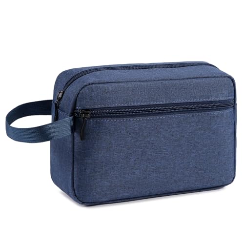 Travel Hanging Toiletry Bag with Carry Handle - Water-Resistant Small Cosmetic Organizer for Men & Women, Makeup, Shaving Kit, Gym & Travel Essentials (Blue) - color: Blue