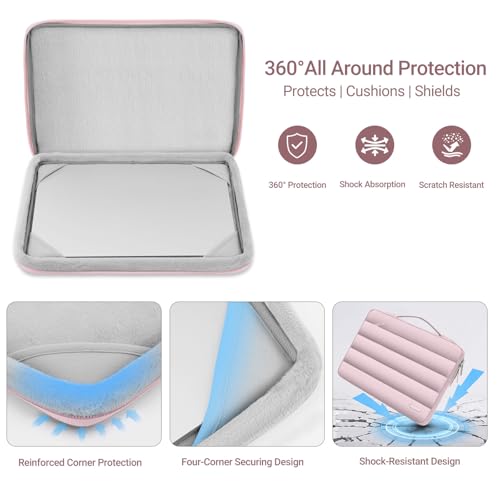 MOSISO Compatible with MacBook Air 15 inch Case M5 2026 M4 2025 M3 2024 M2 2023 A3448 A3241 A3114 A2941, Plastic Hard Shell Case&Puffy Sleeve Bag&Keyboard Skin&Webcam Cover&Screen Film, Baby Pink - color: Baby Pink