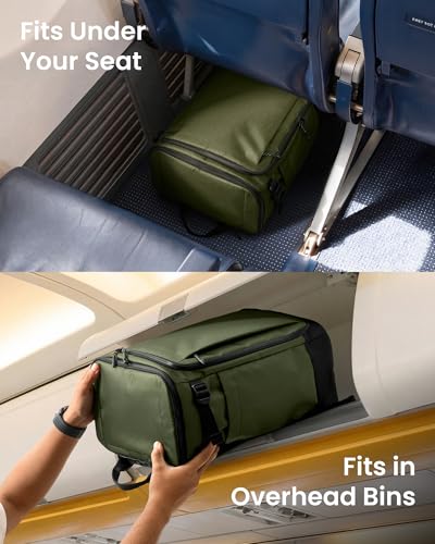 tomtoc 23L-28L Expandable Travel Backpack, Underseat Flight Approved Personal Item for Ryanair Southwest Frontier JetBlue, Lightweight Carry-on Luggage, Water-resistant Business Rucksack Weekender Bag - color: Green