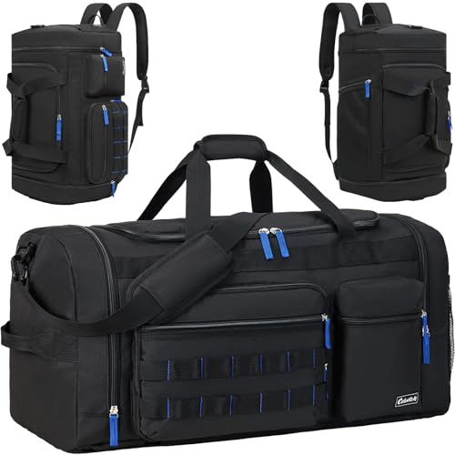Gym Bag for Men Women with Shoes Compartment 3-in-1 Sports Travel Duffel Bag Multipurpose Weekender Overnight Backpack with Wet Pocket - Black(61L) - color: Black, size: 61L-Large
