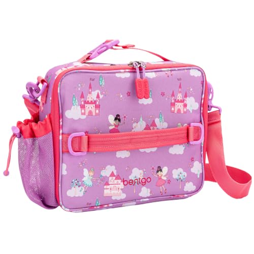 Bentgo Kids Lunch Bag - Durable, Double-Insulated Lunch Bag for Kids 3+; Holds Lunch Box, Water Bottle, & Snacks; Easy-Clean Water-Resistant Fabric & Multiple Zippered Pockets (Fairies) - color: Fairies
