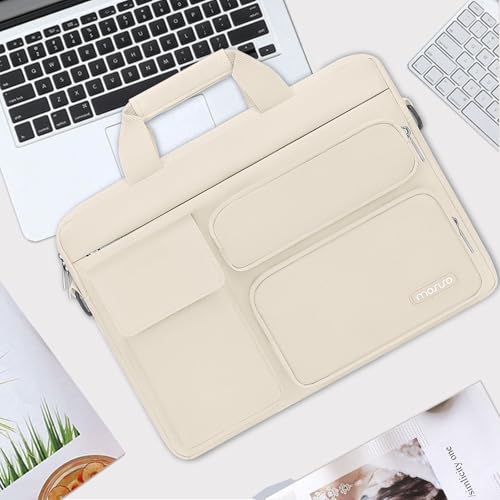 MOSISO Laptop Shoulder Bag 15.6 inch, 15-15.6 inch Computer Bag Compatible with MacBook Pro 16 inch, HP, Dell, Lenovo, Notebook with 2 Raised&1 Flapover&1 Horizontal Pocket&Handle&Belt, Sand - color: Sand, size: 16 inch