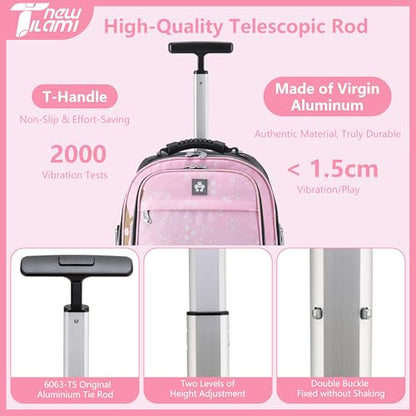 NEW TILAMI 19 Inch Rolling Backpack 360°rotating Universal Wheel, Large Organizer Compartments, Adjustable Handle, Carry on for School Students Business Travel, Cherry Blossoms - color: Cherry Blossoms