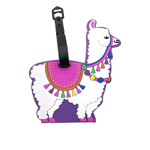 Cute Silicone Alpaca Luggage Tags Funny Cartoon Animal Travel Suitcase Tag Personalized Identification Labels - color: Alpaca