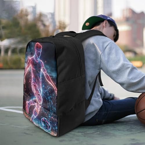 18.5in Basketball Backpack Basketball Bag with Shoe Compartment & Ball Holder, Waterproof Bag for Soccer Volleyball - color: Cool Figure Soccer Print