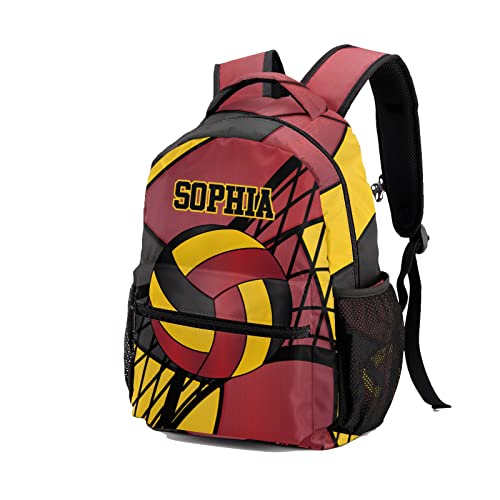 Custom Volleyball Red Black Yellow Personalized Causual Shoulder Bag Sports Leisure Camping Backpack for Women Men - color: Design 3