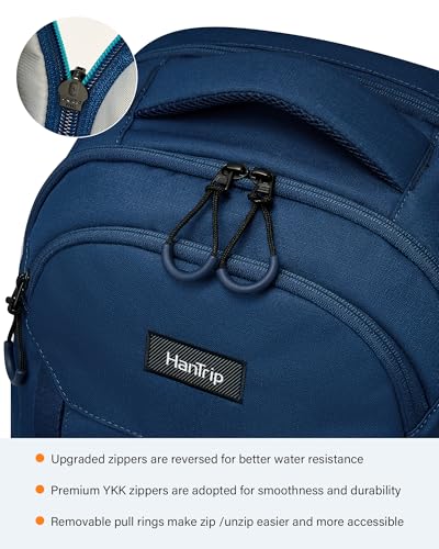 HanTrip Travel Laptop Backpack Carry On, 18 Inch Large Work Backpack School Book Bags, Light Water Resistant Backpacks for Women Men with Luggage Strap Water Bottle Pocket Chest Strap, Navy Blue - color: Navy Blue-1