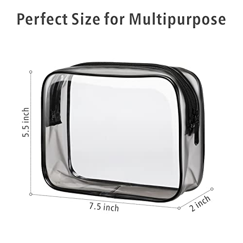 PACKISM Clear Toiletry Bag - TSA Approved Toiletry Bag 3 Pack Same Medium Size, Quart Size Bag Travel Makeup Cosmetic Bag, Carry on Airport Airline Compliant Bag, Black - color: Y- Black, size: Medium Set (Standard)