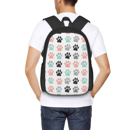 Slim Anti Theft Laptop Backpack Colorful Dog Paw Prints, Large Volume Travel Daypack Durable Polyester Carry Bag for Office Business Outdoor Trekking - color: Design (663)