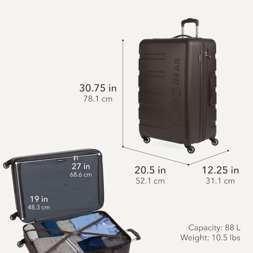 SWISSGEAR Signature Hardside Expandable Checked Large Spinner Luggage, ABS Construction, TSA-Friendly Lock, Chocolate, 27-Inch - color: Chocolate, size: Checked-Large 27-Inch