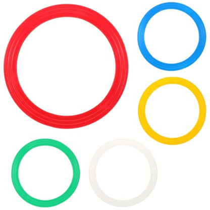 VICASKY 5pcs Precision Balanced Circus Rings - Professional Juggling Rings for Clown Performances, Acrobatic Shows, and Skill Training - Vibrant Multicolor Set (White, Red, Yellow, Blue, Green)