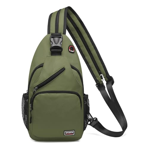 Convertible Sling Bags for Women Men, Lightweight Crossbody Backpack Daypack Fit for 11" Tablet for Casual Travel Sport Hiking (Dark Green) - color: Dark Green, size: Large