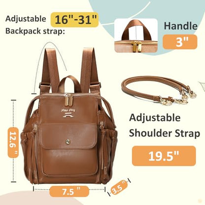miss fong Small Diaper Bag, Mini Dackpack Leather Diaper Bag Backpack with 12 Diaper Bag Organizer, Insulated Pocket, 2 Insulated Pockets (Brown) - color: Brown