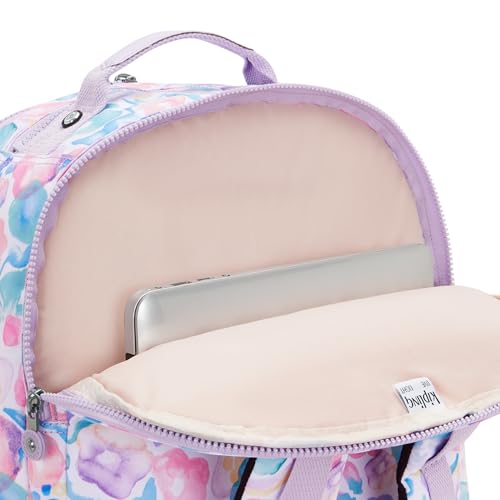 Kipling Women's Seoul Extra Large 17" Laptop Backpack, Durable, Roomy with Padded Shoulder Straps, Built-In Protective Sleeve - color: Aqua Flowers, size: 13.5''L x 17.75''H x 9''D