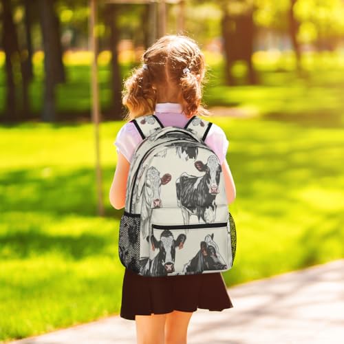 Cow Pattern Backpack with Chest Strap, Casual Backpack for Women Men, 16 Inch Daypack for Travel Work, Cow Print - color: Blue