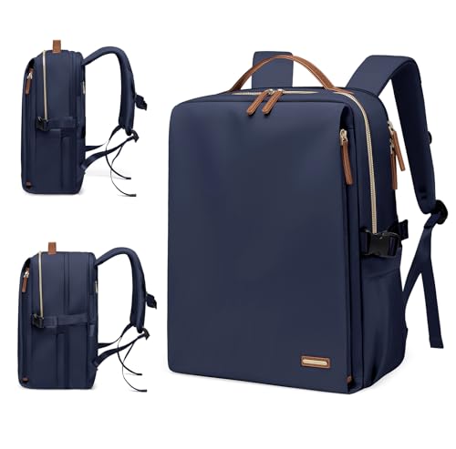 GOLF SUPAGS Stylish Laptop Backpack for Women Airline Approved Perfect for Work College and Travel Multi-Functional Casual Daypack Fits 17.3 Inch Notebook (Navy Blue) - color: Navy Blue-expandable, size: 17.3-Inch