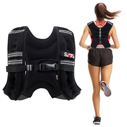 Weighted Vest, 5lb/10lb/12lb/15lb Weight Vest with Reflective Stripe for Women, Men, Rucking Vest for Walking Strength Training Running, Workout, Jogging - size: 5 lb
