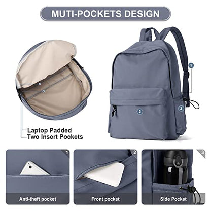 School Backpack for Girls Water Resistant High School Book Bag Simple Backpack for Teens Boys Girls, Lightweight Simple Middle School Back Pack Daypack - color: Blue-purple