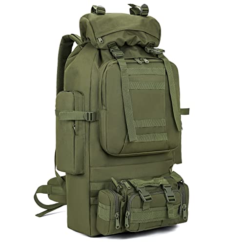 100L Camping Hiking Backpack,Molle military Tactical rucksack backpack,Waterproof Lightweight Hiking Backpack - color: Armygreen