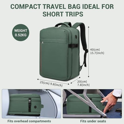 Kono 20L Casual Daypack, 40×20×25 cm, Airline Approved, 15.6" waterproof Laptop Backpack for Men & Women – Green - color: Green