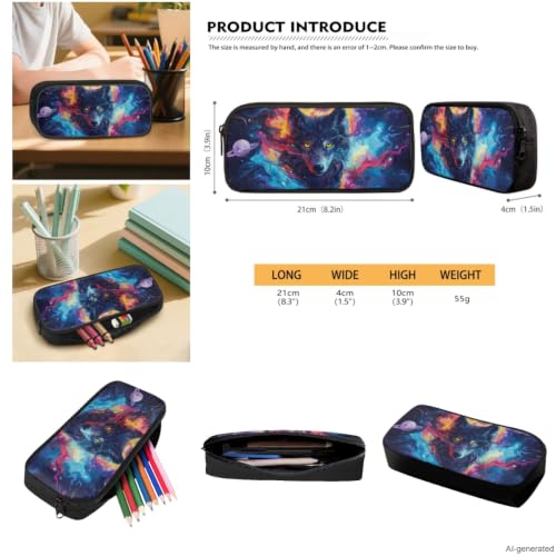 ZDCUSTOM Cosmic Wolf Backpack Sets for Boys, School Backpack with Lunch Box for Kids, Elementary Bookbag with Pencil Case, Water Bottle Sleeves, Keychain, Back to School Gear for Boys Age 8-10 - color: Cosmic Wolf