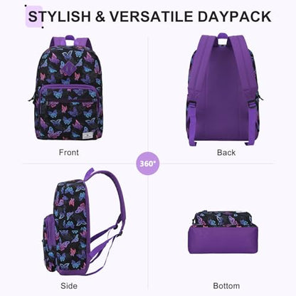 VX VONXURY Backpack for Men Women, Lightweight Kids School Bag, Classic Basic Laptop Bookbag for College Work Travel Hiking - color: Butterfly