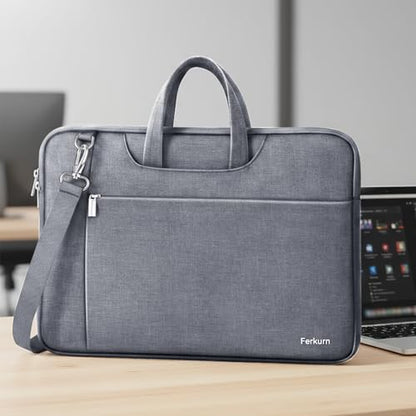 Ferkurn 15.6 16 Inch Laptop Case Bag for Women Men Compatible with MacBook Pro M5/HP OmniBook Omen Envy/Lenovo Yoga IdealPad/Dell Pro Inspiron, Carrying Briefcase Computer Messenger Bag Case, Grey - color: Heather Grey, size: 15.6 inch
