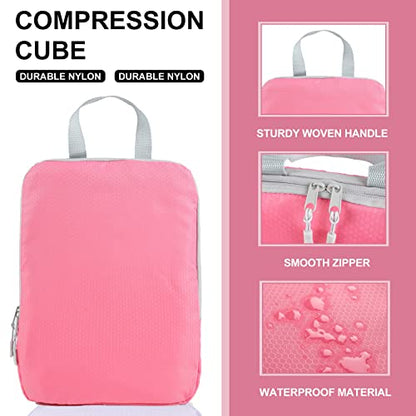 COVAX 4 Set Compression Packing Cubes, Travel Luggage Organizers and Storage Packing Cubes (Pink) - color: Pink