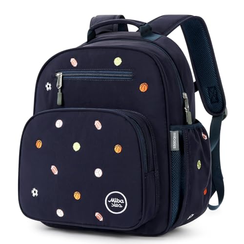 mibasies Boys Backpacks Ages 5-8: Quilted Backpack for Kids - Cute 15 Inches Bookbag for Kindergarten Elementary School Ball Blue - color: Ball Blue, style: Kids-15"h